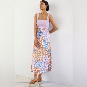 Farm Rio for Anthropologie Colorful Leopard Print Maxi Skirt Medium